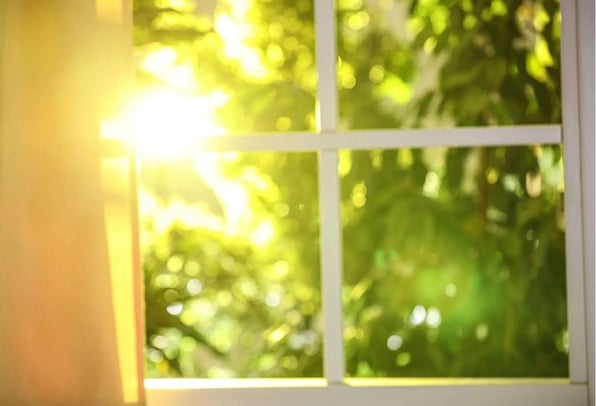 Window in which sun rays is passing