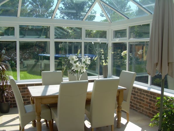  A ultraframe conservatory with various performance glazing options installed