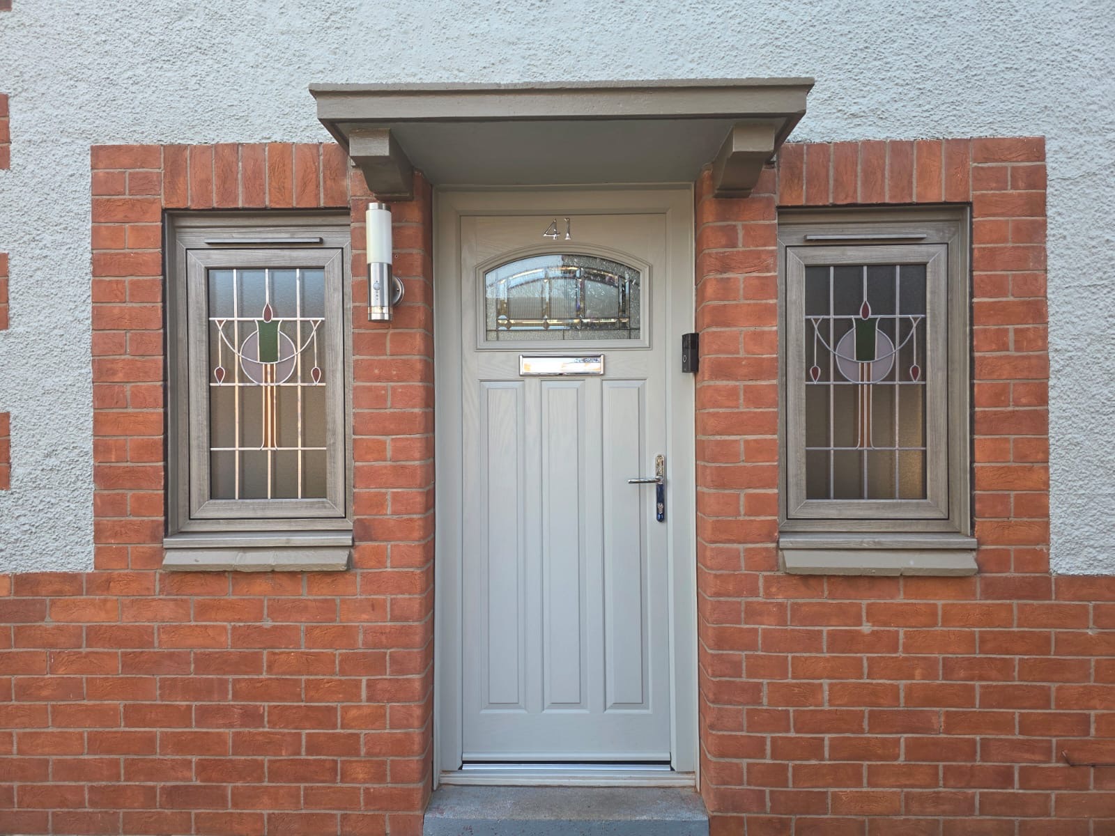 A secure front door which offers home security. 